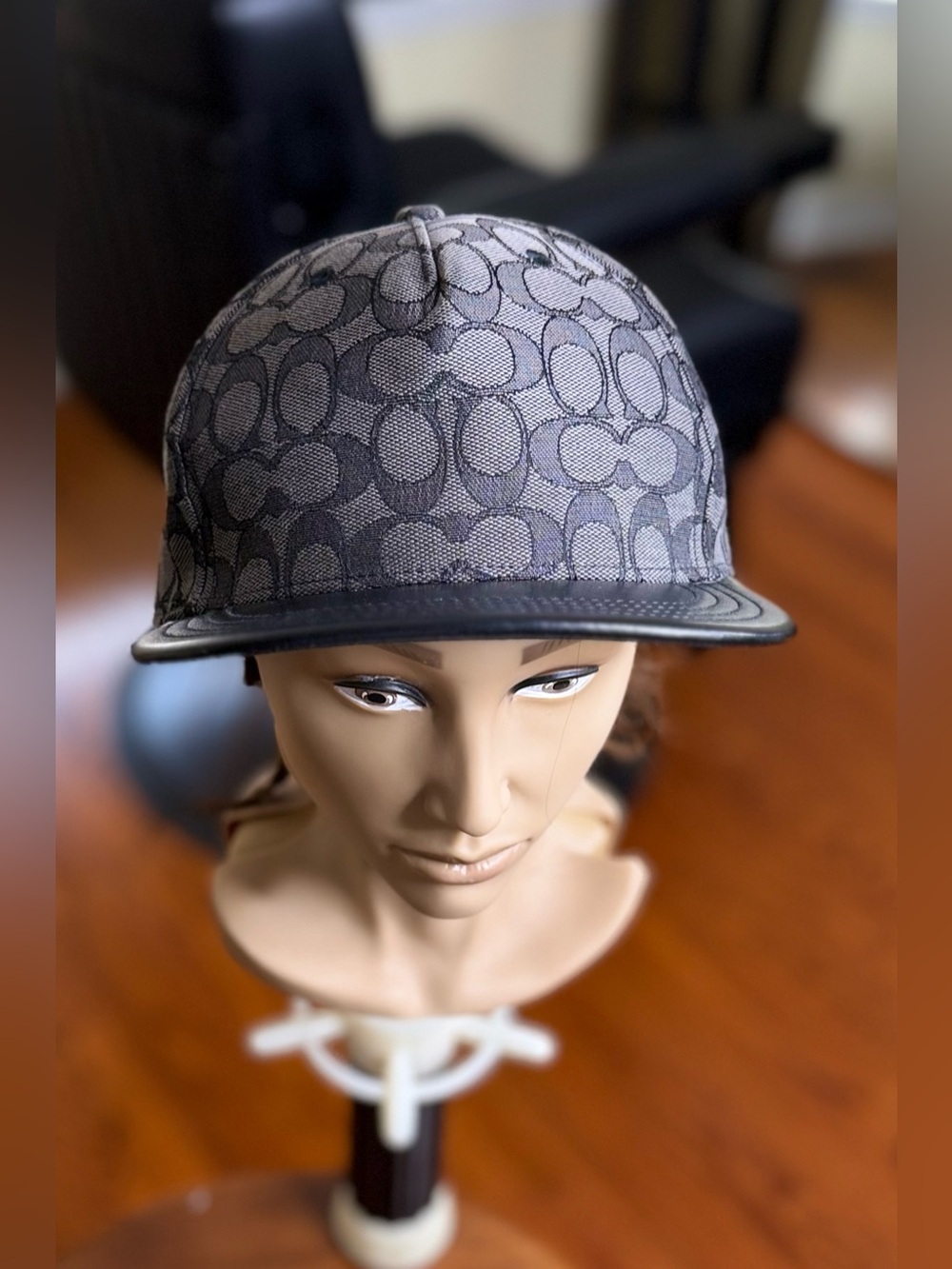 Gorgeous Coach Signature Jacquard Flat Leather Brim Hat!!!